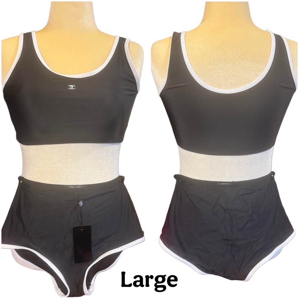 Black and White Two-Piece Swimsuit